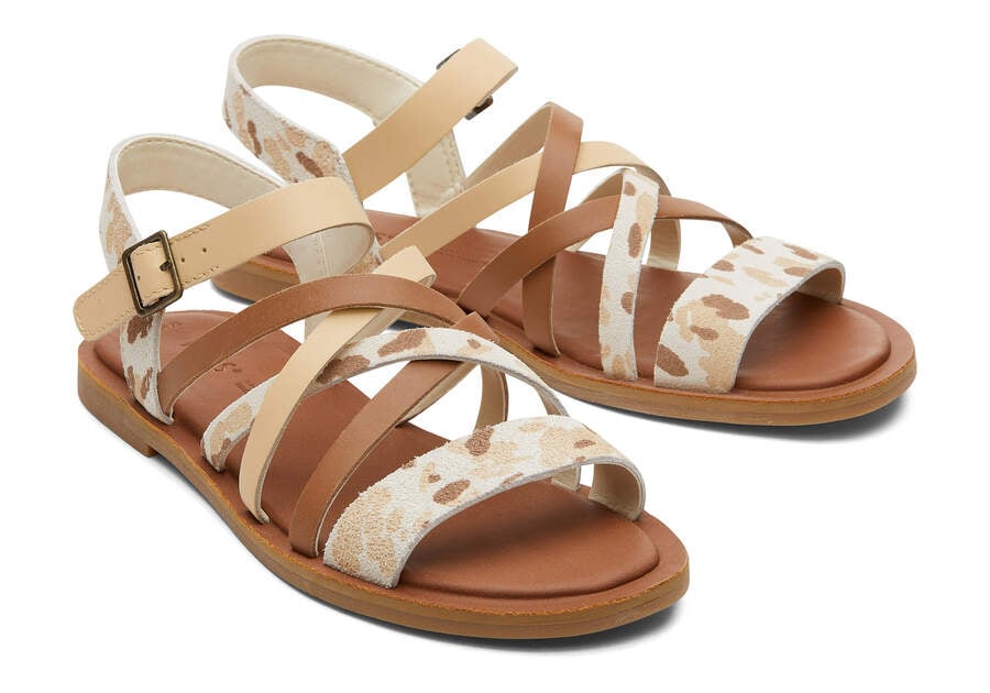 Beige Abstract Cow Toms Sephina Sandal Australia Sale | AU999-152