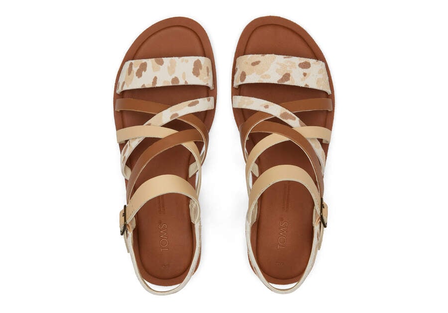 Beige Abstract Cow Toms Sephina Sandal Australia Sale | AU999-152