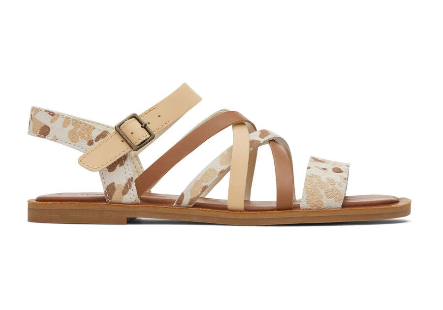 Beige Abstract Cow Toms Sephina Sandal Australia Sale | AU999-152