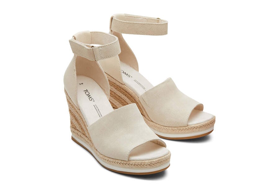 Beige Suede Toms Marisol Wedge Heel Heels Australia Sale | AU196-691