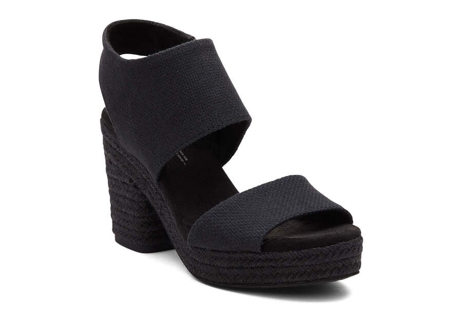 Black Basket Weave Toms Majorca Rope Platform Sandal Sandals Australia Sale | AU928-360