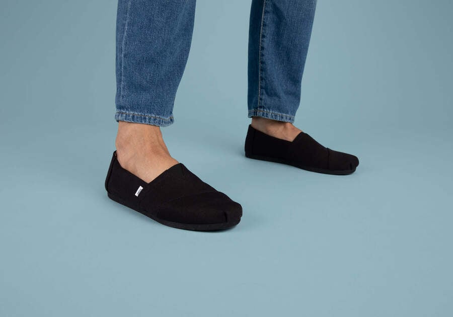 Black / Black Toms Alpargata Recycled Cotton Canvas Australia Sale | AU814-316