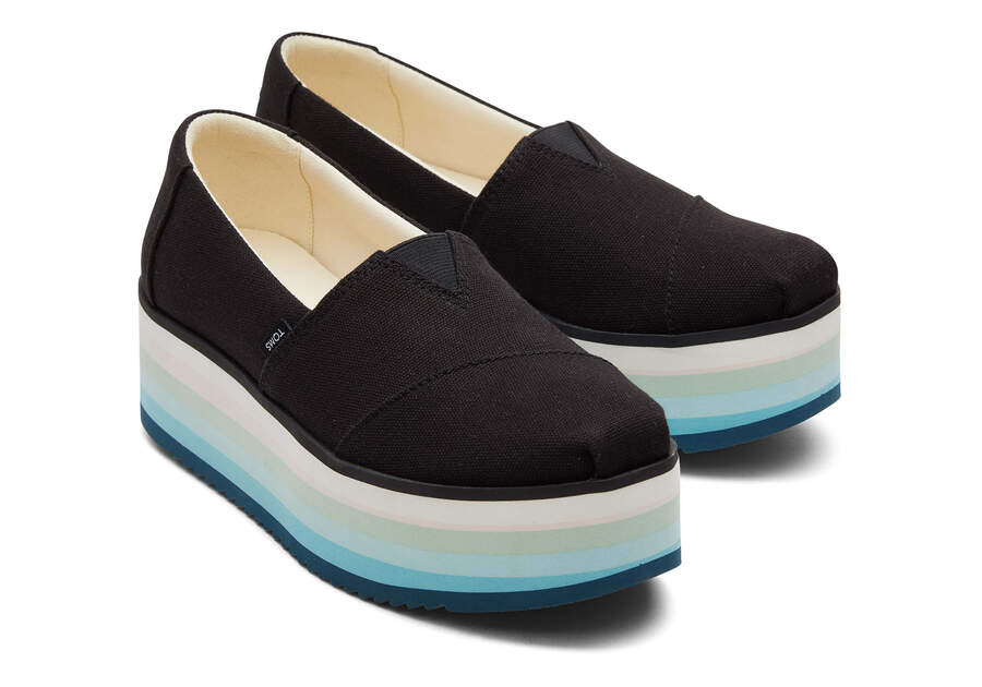 Black Canvas Toms Alpargata Platform Espadrille Platform Shoes Australia Sale | AU553-417