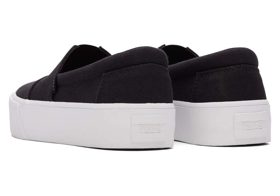 Black Canvas Toms Fenix Platform Australia Sale | AU104-434