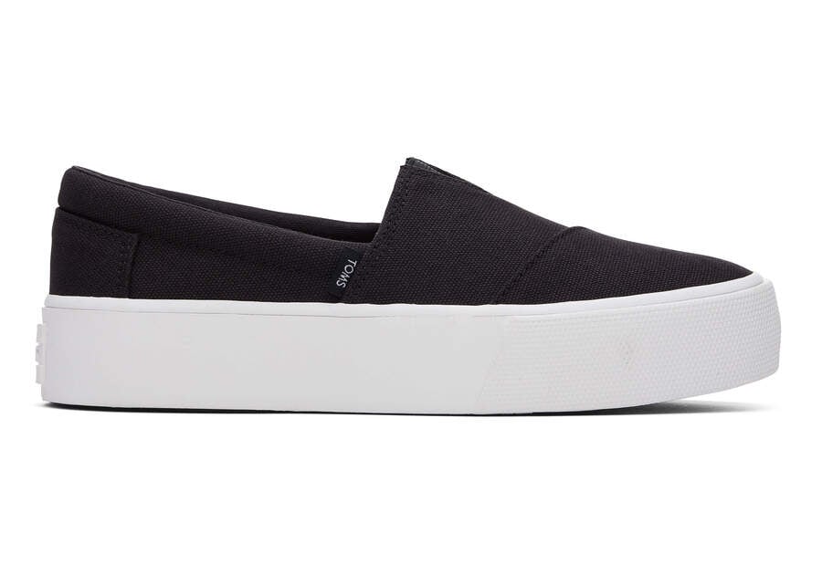 Black Canvas Toms Fenix Platform Australia Sale | AU104-434