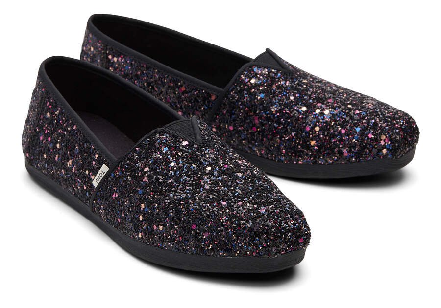 Black Glitter Toms Alpargata Glitter Australia Sale | AU754-645