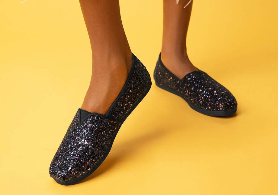 Black Glitter Toms Alpargata Glitter Australia Sale | AU754-645