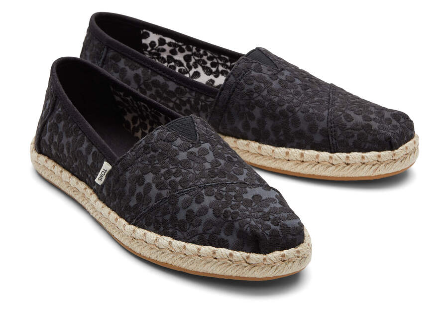 Black Lace Toms Alpargata Rope Espadrille Australia Sale | AU948-712