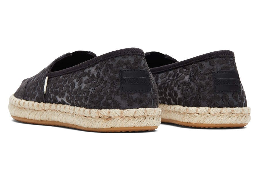 Black Lace Toms Alpargata Rope Espadrille Australia Sale | AU948-712