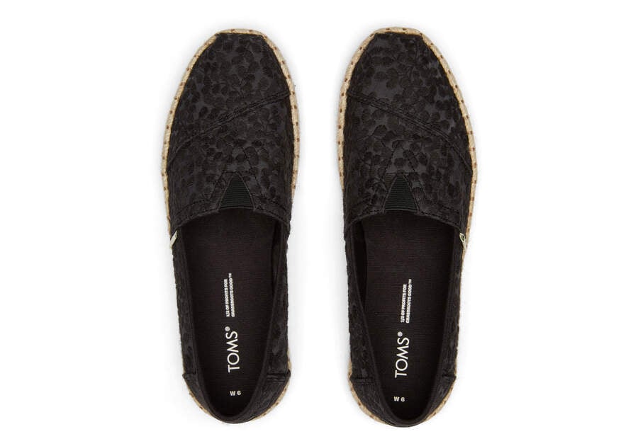 Black Lace Toms Alpargata Rope Espadrille Australia Sale | AU948-712