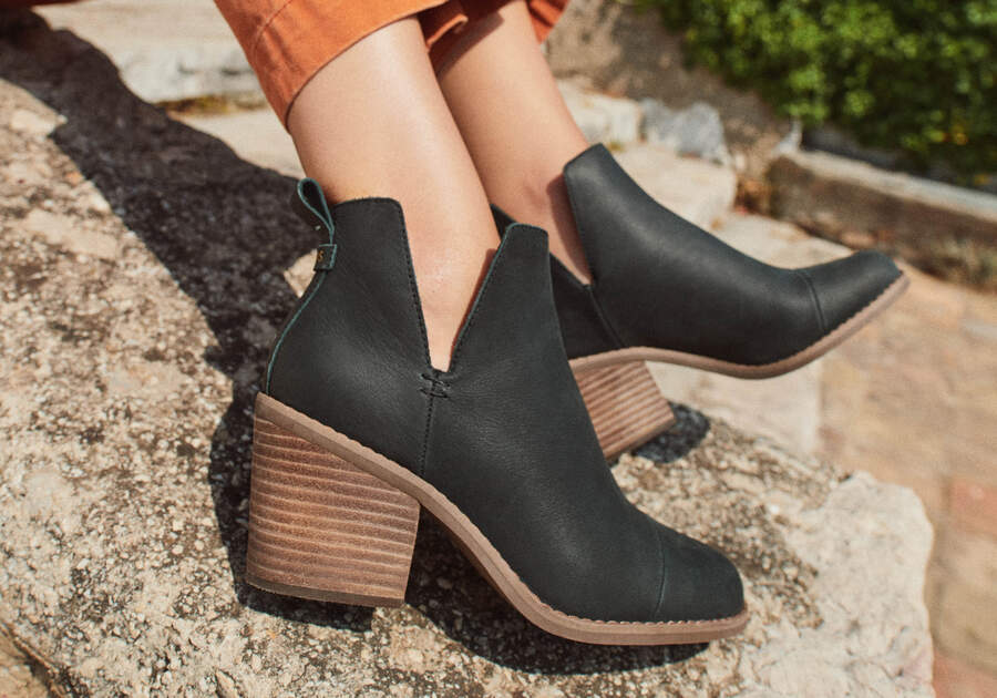 Black Leather Toms Everly Cutout Boot Boots Australia Sale | AU729-843