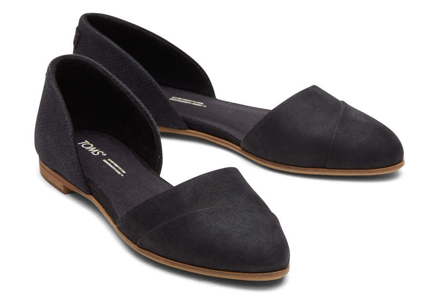 Black Leather Toms Jutti D'Orsay Flat Flat Shoes Australia Sale | AU960-057