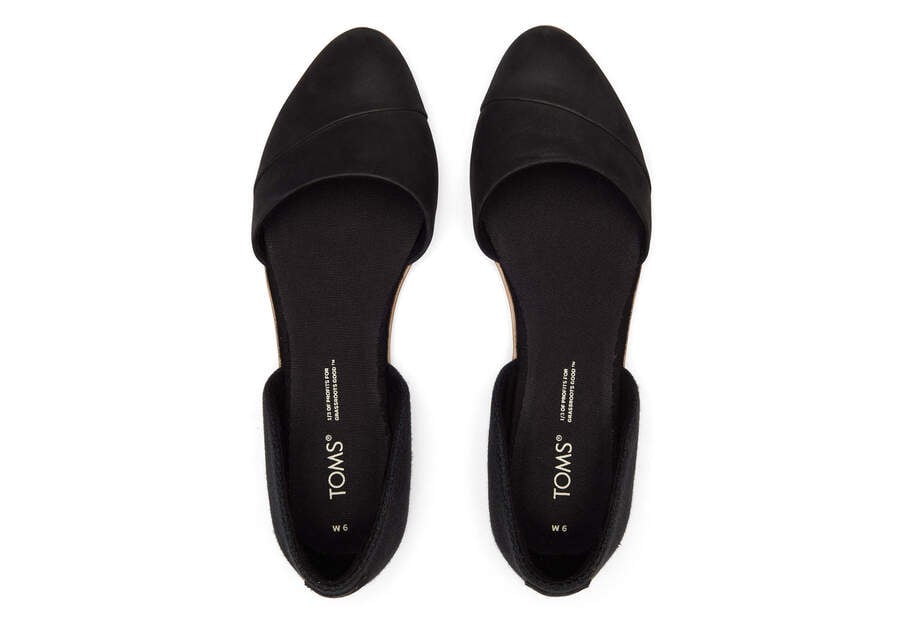 Black Leather Toms Jutti D'Orsay Flat Flat Shoes Australia Sale | AU960-057