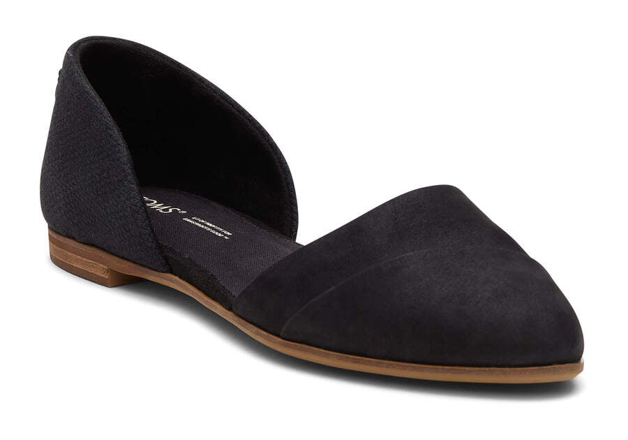 Black Leather Toms Jutti D'Orsay Flat Flat Shoes Australia Sale | AU960-057