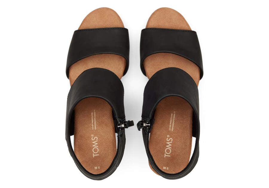 Black Leather Toms Majorca Leather Platform Sandal Sandals Australia Sale | AU253-131