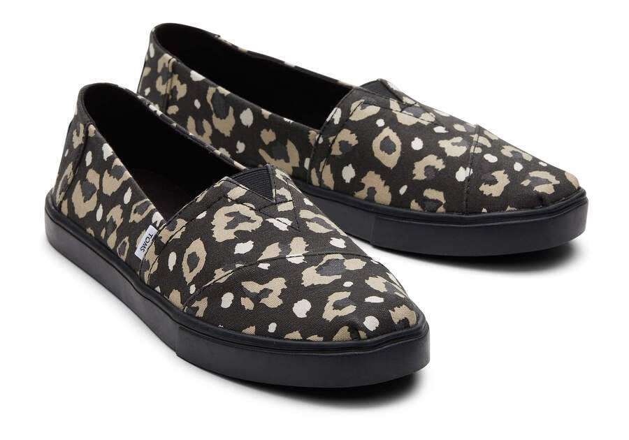 Black Leopard Toms Alpargata Cupsole Slip On Australia Sale | AU667-868