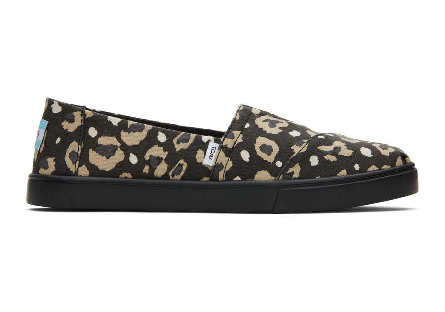 Black Leopard Toms Alpargata Cupsole Slip On Australia Sale | AU667-868