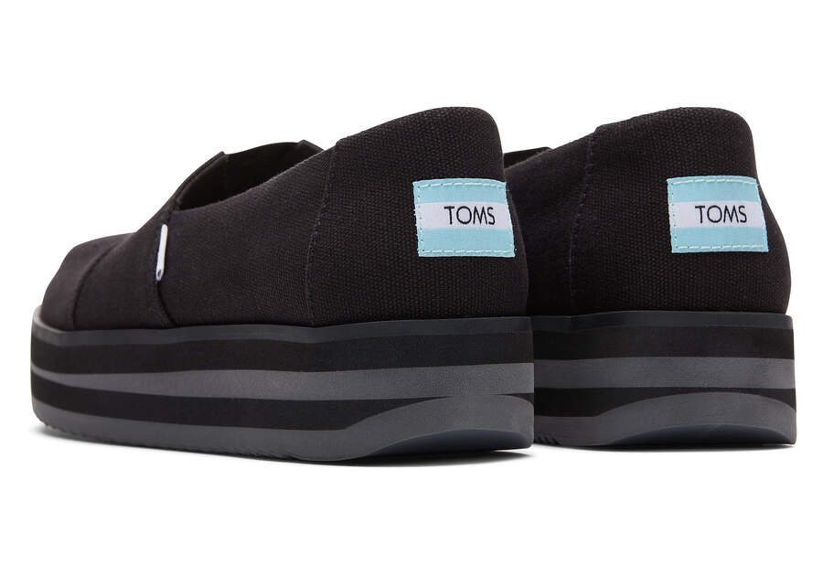 Black Toms Alpargata Midform Espadrille Platform Shoes Australia Sale | AU202-742