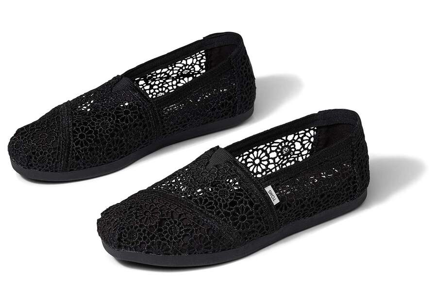 Black Toms Alpargata Moroccan Crochet Australia Sale | AU281-613