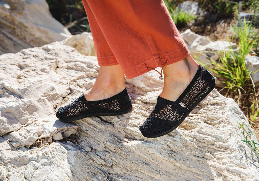 Black Toms Alpargata Moroccan Crochet Australia Sale | AU281-613