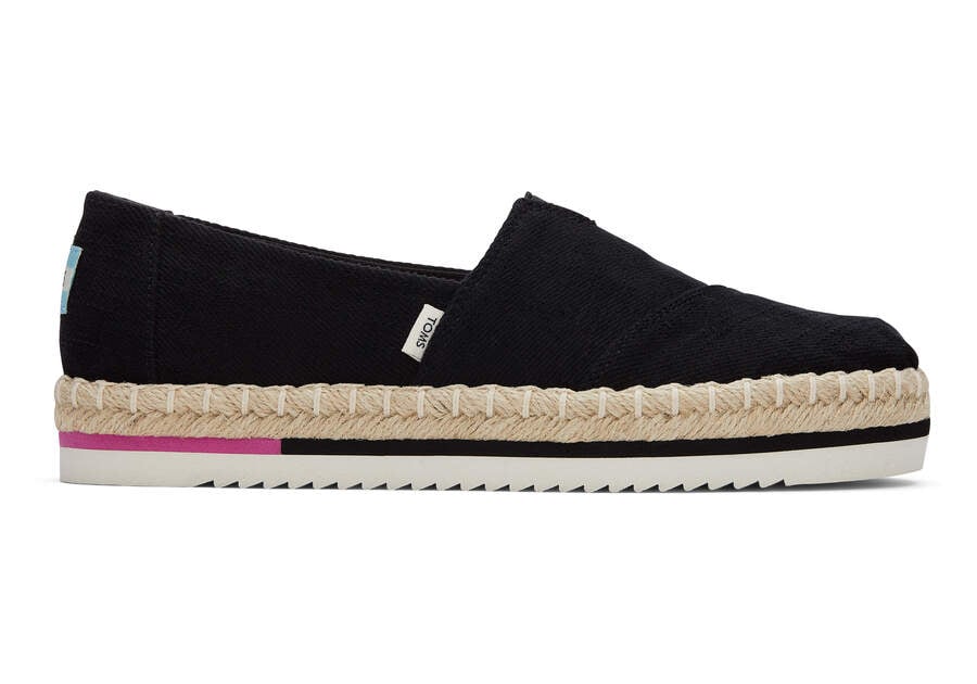 Black Toms Alpargata Rope Platform Australia Sale | AU492-621