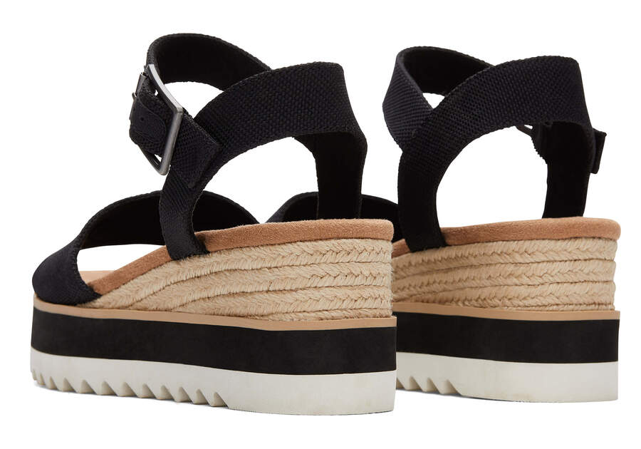 Black Toms Diana Wedge Sandal Australia Sale | AU064-533