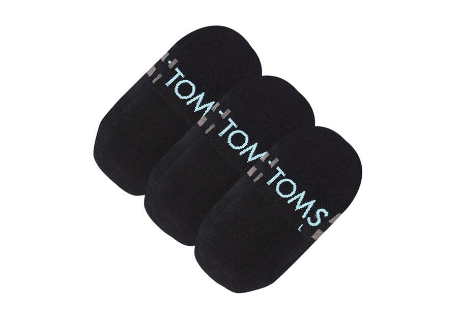 Black Toms Ultimate No Show Socks Black 3 Pack Socks Australia Sale | AU477-188