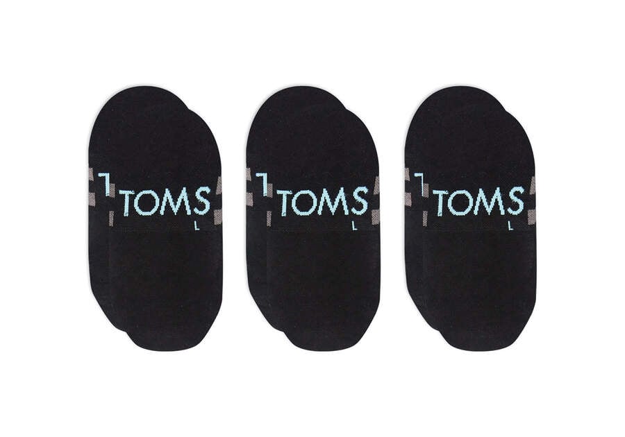 Black Toms Ultimate No Show Socks Black 3 Pack Socks Australia Sale | AU477-188