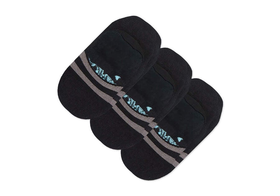 Black Toms Ultimate No Show Socks Black 3 Pack Socks Australia Sale | AU477-188