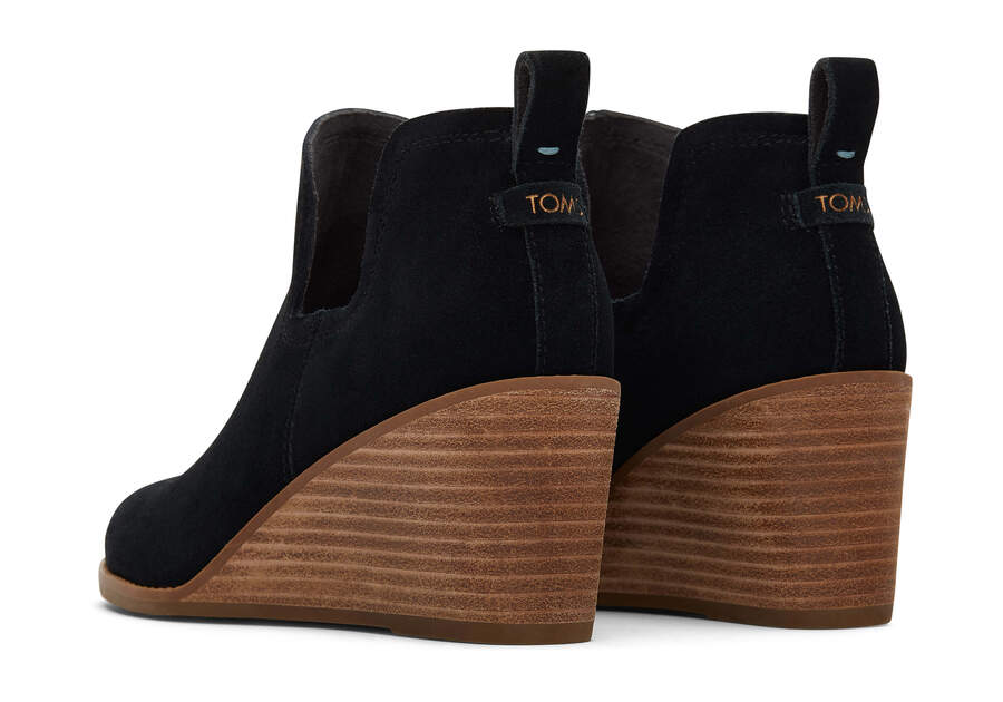 Black Wide Toms Kallie Wedge Bootie Wide Width Booties Australia Sale | AU088-172