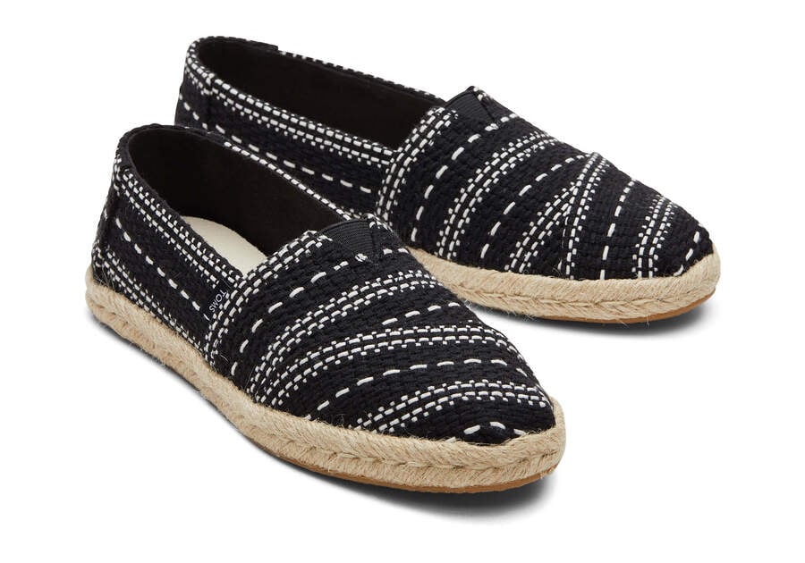 Black Woven Toms Alpargata Chunky Global Woven Rope Espadrille Australia Sale | AU536-823