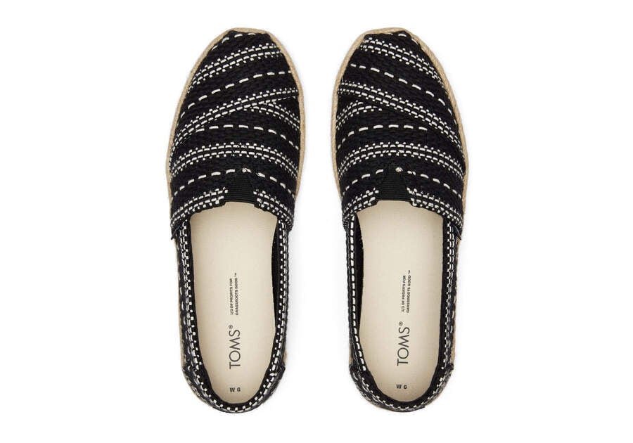 Black Woven Toms Alpargata Chunky Global Woven Rope Espadrille Australia Sale | AU536-823