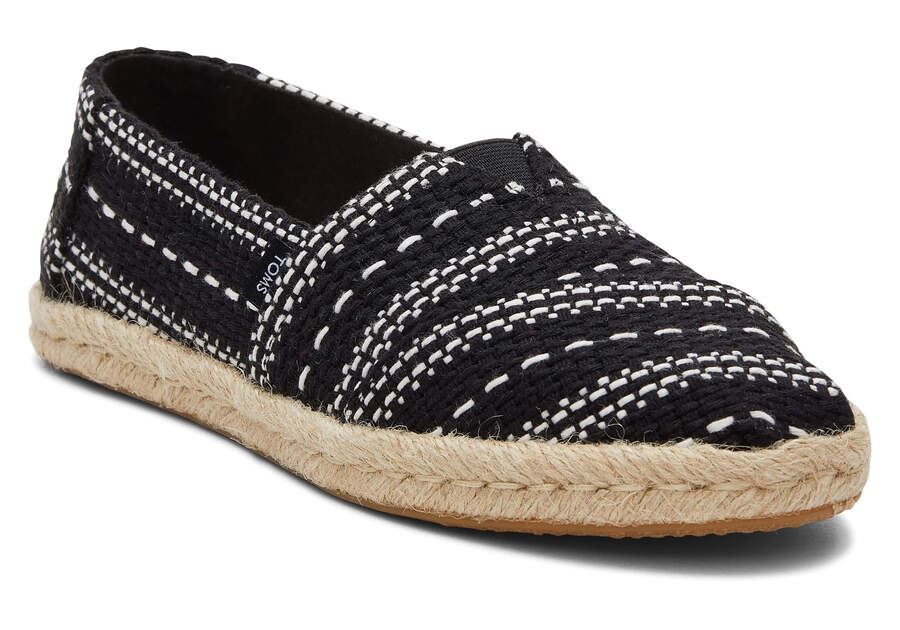 Black Woven Toms Alpargata Chunky Global Woven Rope Espadrille Australia Sale | AU536-823