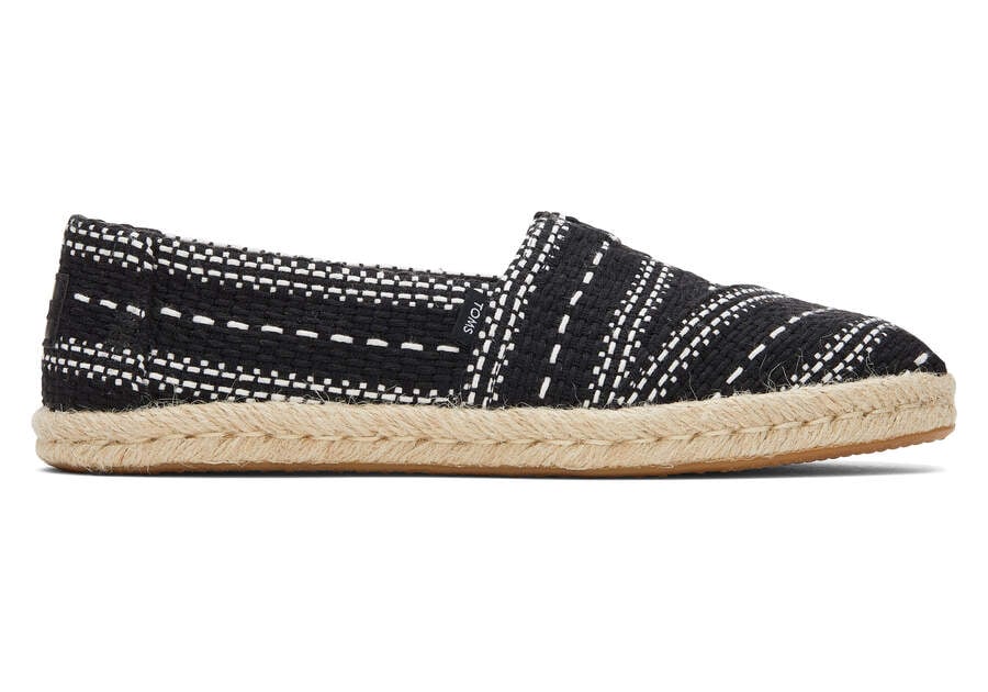 Black Woven Toms Alpargata Chunky Global Woven Rope Espadrille Australia Sale | AU536-823