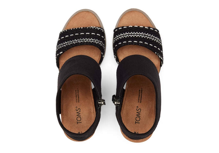 Black Woven Toms Majorca Cutout Sandal Sandals Australia Sale | AU401-939