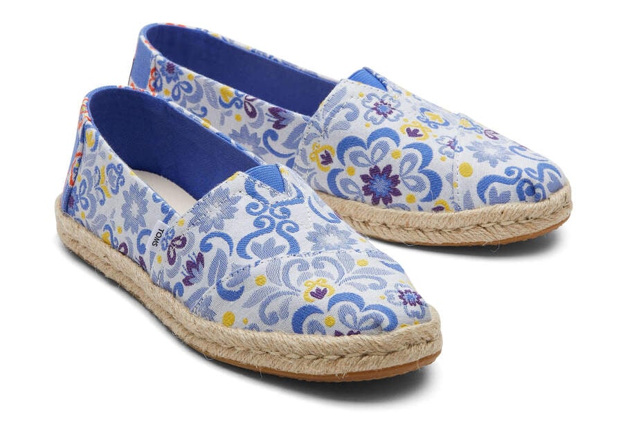 Blue Multi Mediterranean Tiles Jacquard Toms Alpargata Rope Espadrille Australia Sale | AU753-703