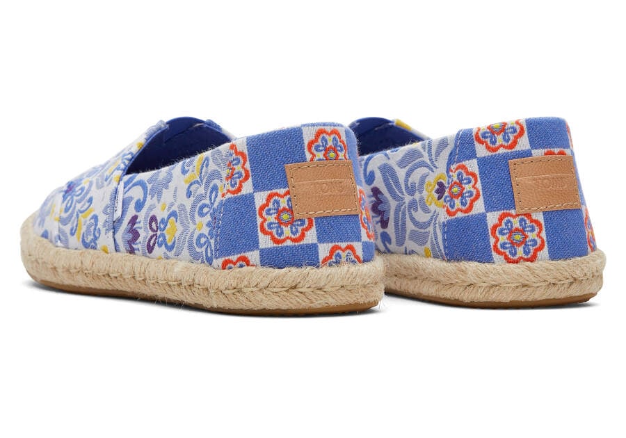 Blue Multi Mediterranean Tiles Jacquard Toms Alpargata Rope Espadrille Australia Sale | AU753-703