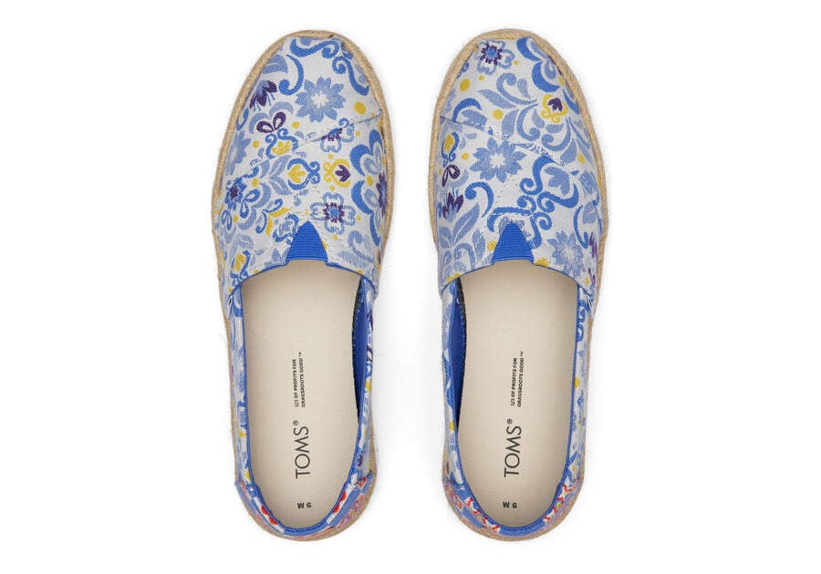 Blue Multi Mediterranean Tiles Jacquard Toms Alpargata Rope Espadrille Australia Sale | AU753-703