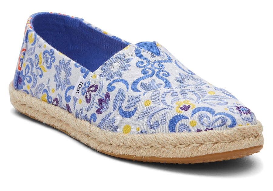 Blue Multi Mediterranean Tiles Jacquard Toms Alpargata Rope Espadrille Australia Sale | AU753-703