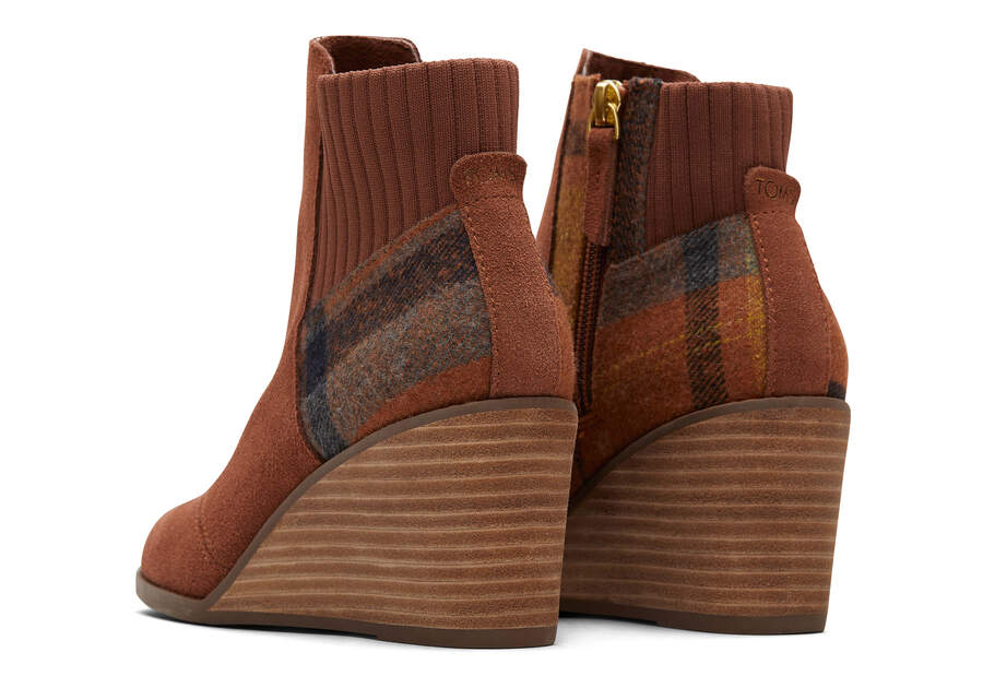 Brown Plaid Toms Sadie Boot Boots Australia Sale | AU614-955