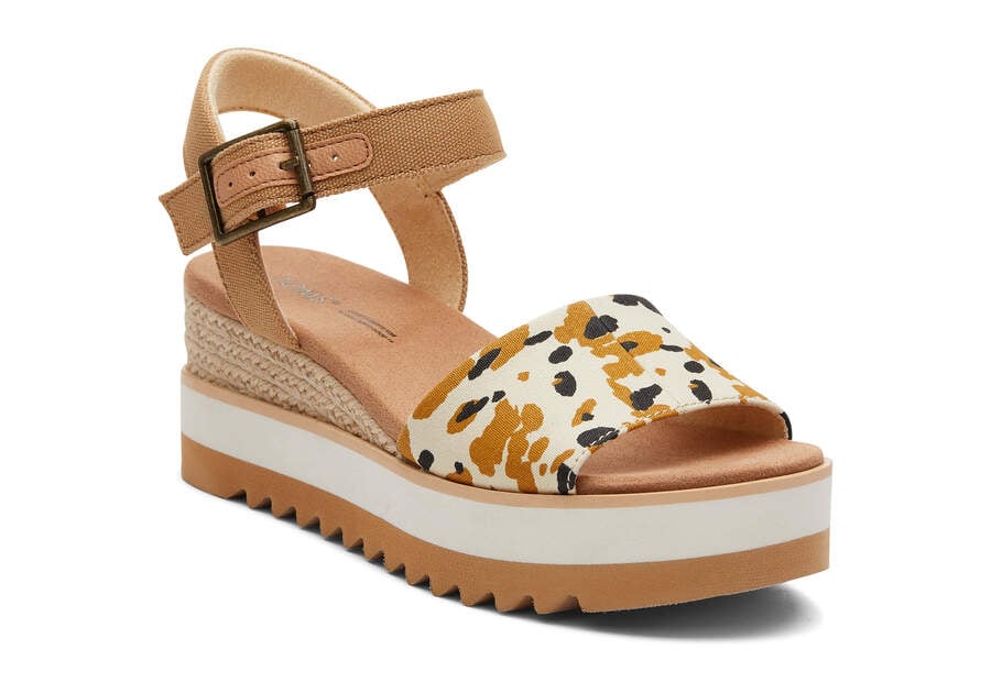 Buckthorn Brown Abstract Cow Toms Diana Wedge Sandal Sandals Australia Sale | AU276-608