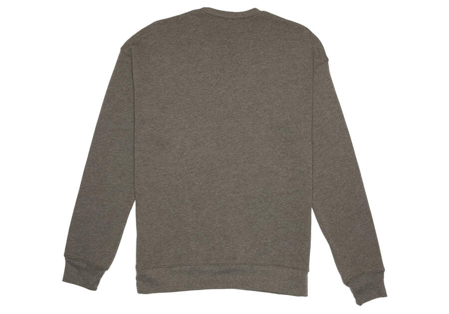 Dark Heather Grey Toms Stacked Logo Crew Fleece Fleece Australia Sale | AU687-356