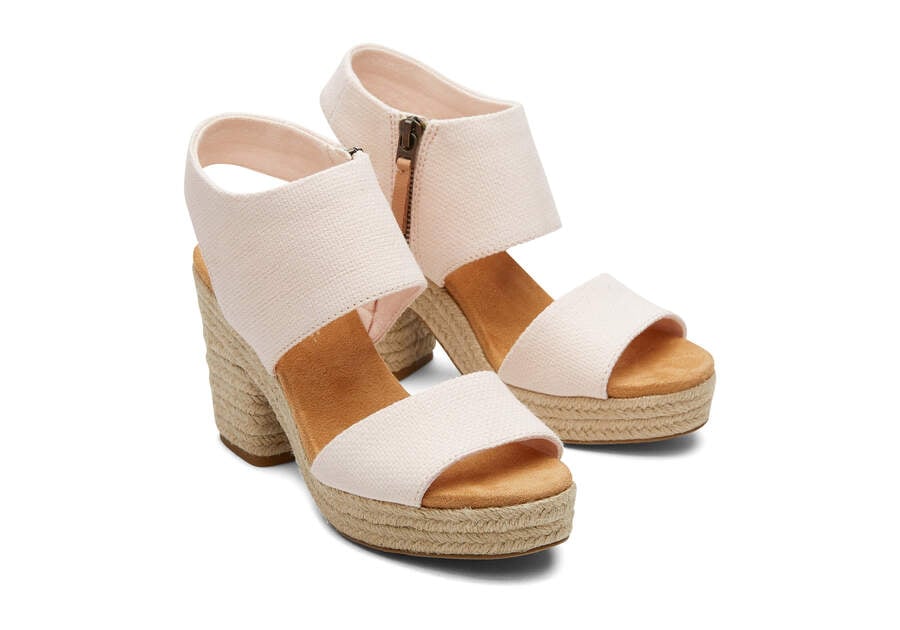 Dusty Peach Basket Weave Toms Majorca Rope Platform Sandal Sandals Australia Sale | AU766-856