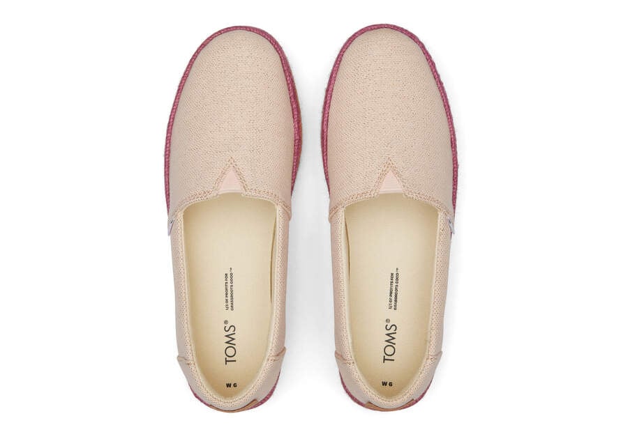 Dusty Peach Metallic Linen Toms Valencia Platform Espadrille Australia Sale | AU582-337