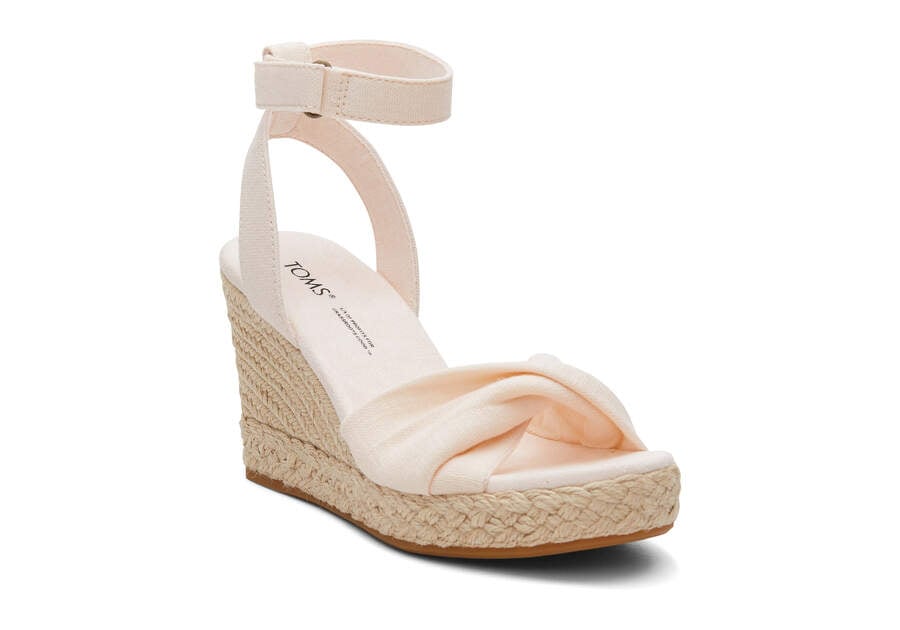 Dusty Peach Slubby Woven Toms Marisela Wedge Sandal Sandals Australia Sale | AU255-576