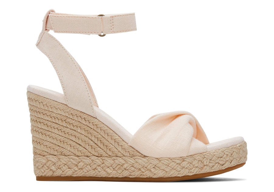 Dusty Peach Slubby Woven Toms Marisela Wedge Sandal Sandals Australia Sale | AU255-576