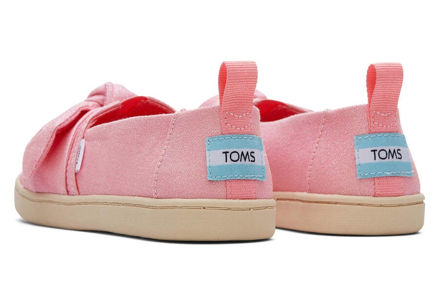 Glimmer Pink Bow Toms Youth Alpargata Twill Glimmer Bow Australia Sale | AU387-109