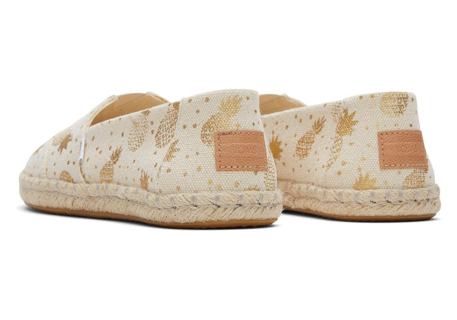 Gold Foil Pineapples Toms Alpargata Rope Espadrille Australia Sale | AU356-842