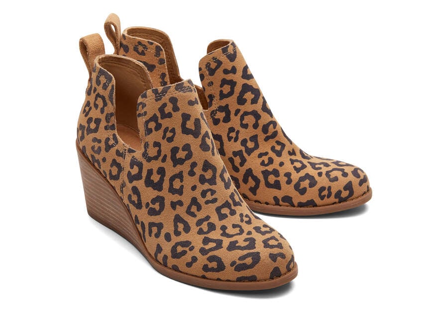 Leopard Toms Kallie Wedge Bootie Booties Australia Sale | AU556-398