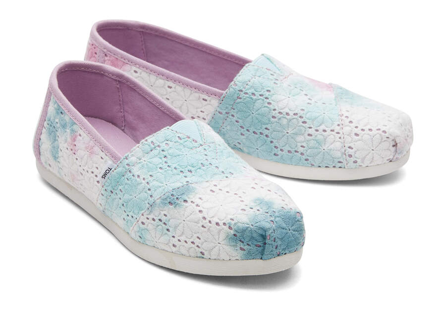 Lilac Mauve Tie Dye Floral Eyelets Toms Alpargata Floral Eyelets Australia Sale | AU231-760